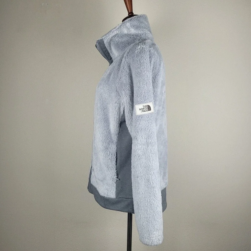 The North Face Jacket Medium Gray Furry Fleece Zip Color Block Warm NF0A338M - Picture 4 of 8